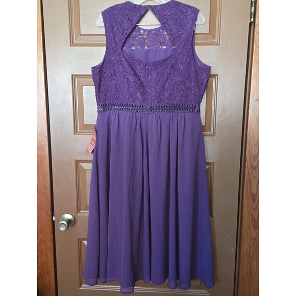 TRUTH AND FABLE Violet Purple Midi Party / Cocktail Lace Trim Dress Size 2XL - Picture 5 of 7